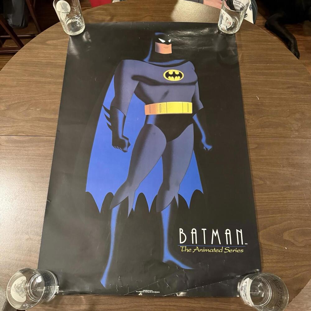 Vintage 1992 ULTRA RARE Batman The‎ Animated Series Large Movie/TV Used Poster
